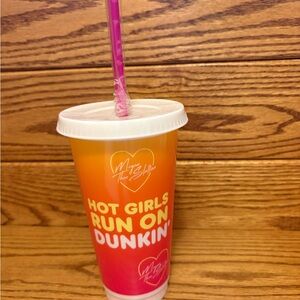 Hot Girls Run on Dunkin Tumbler with Straw